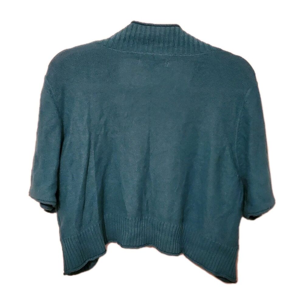 Y2K Old Navy Teal Shrug Cardigan Short Sleeve Cropped Plus 2xl Layering Spring - Picture 6 of 6